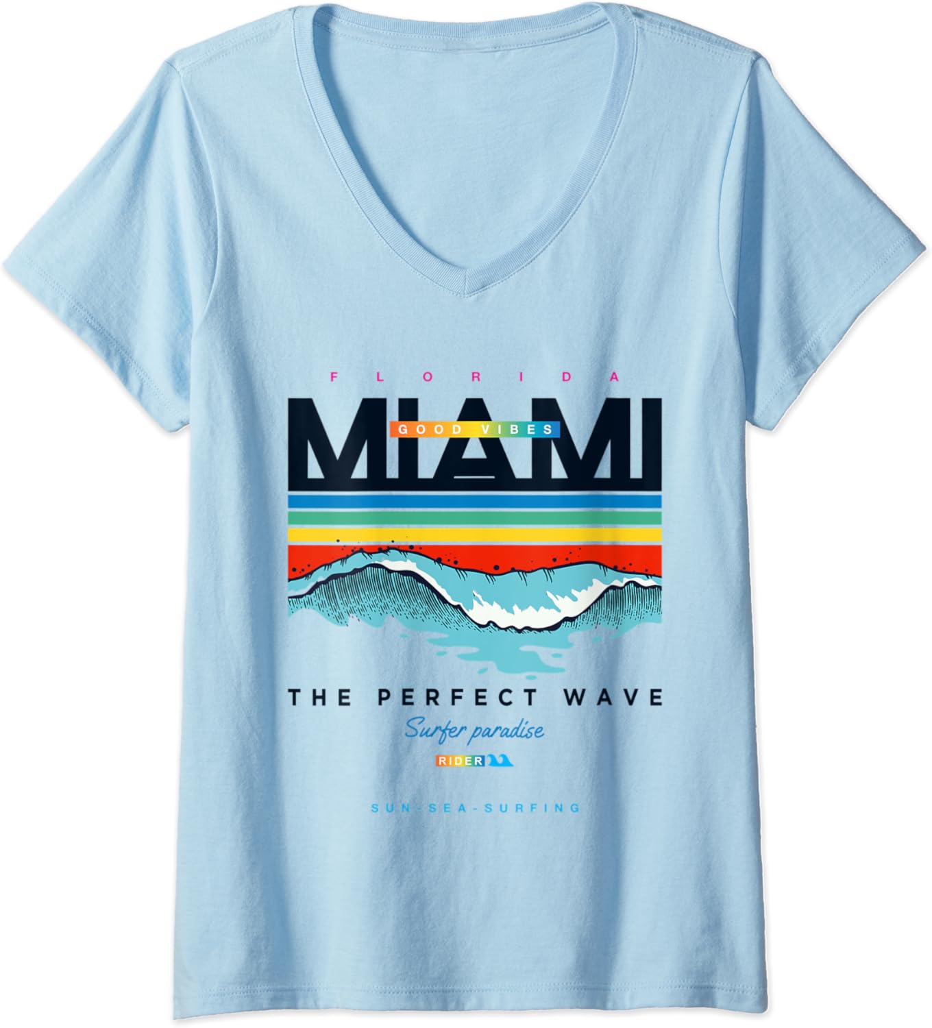 Womens Miami Beach Novelty Tee shirts, I Love Miami Florida, Miami V